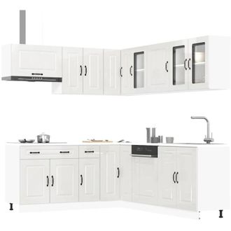 vidaXL Vidaxl - Mueble Cocina Kalmar Blanco Brillo 11 Pzas Madera Contrachapada