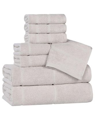 Superior Mile Smart Twist Cotton Medium Weight Solid Broad Border 8pc Towel Set