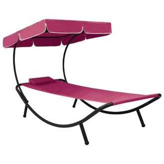 vidaXL Tumbona De Jard&iacute;n Con Toldo Y Coj&iacute;n Rosa Vidaxl