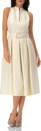 Ivonne Textured Midi Dress with Belted Waist in Natural at Nordstrom, Size 12