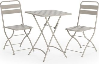 HOMN Conjunto muebles de jardín 3 piezas gris, mesa y 2 sillas