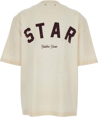 Golden Goose Womens T-Shirt Crew Neck White Cotton T-Shirts & Jerseys