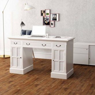 Berkfield Home Double Pedestal Desk White 140x48x80 cm | Size: 140 x 48 x 80 cm