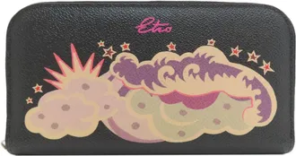 Etro Black Leather Long Wallet (Bi-Fold) (Pre-Owned)