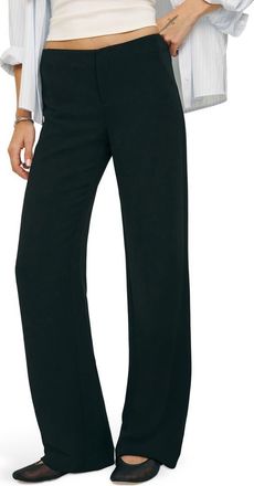 Reformation Vida Stripe Straight Leg Pants in Pitch Black at Nordstrom, Size 10