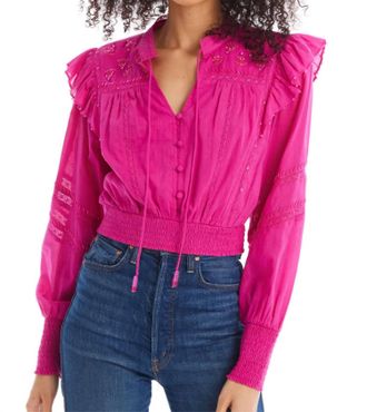 Allison New York Beaded Demi Top In Fuchsia