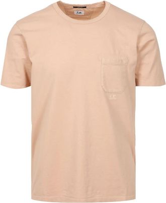 C.P. Company T-shirt met ronde hals - Heren - T-shirts - Beige - 2XL - Katoen - Tops