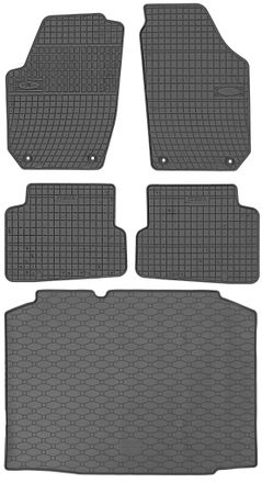 OEM Skoda Fabia Ii Hatchback De 03.2007 A 10.2014. Juego: Alfombrillas De Goma Para Coche + Alfombrilla Para Maletero