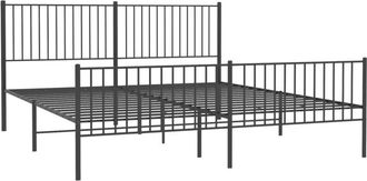 vidaXL Estructura cama sin colchón con estribo metal negro 200x200 cm Vidaxl