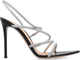 Gianvito Rossi Sandalen met hak Crystal Ettie - Dames - Sandalen met hakken - Grijs - 36 EU - Leer - Schoenen