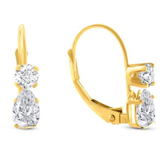 Pompeii3 1Ct TW Pear Shape Diamond Leverback Hoops Womens Earrings 14k Gold 1/2 Tall