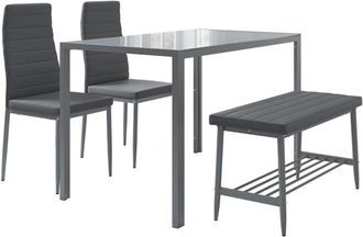 Vicco Conjunto De Mesa De Comedor Grand, Gris, 120 X 70 Cm Juego De 4 Piezas