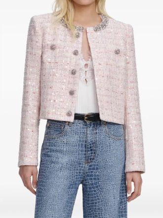Self Portrait Sequin Boucle Jacket In Pink