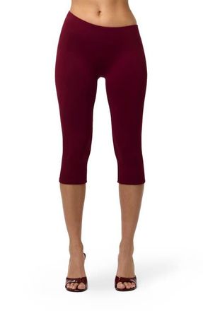 Naked Wardrobe Asymmetric Waist Capri Leggings in Sangria at Nordstrom, Size X-Large