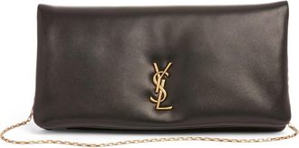 Saint Laurent Small Calypso Leather Wallet on a Chain in Noir at Nordstrom