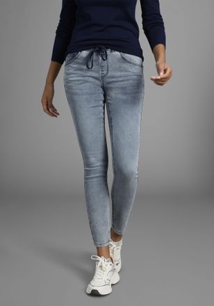 Arizona Stretch-Jeans ARIZONA, Damen, Gr. 34, N-Gr, blau (bleached), Jersey, Obermaterial: 59% Baumwolle, 40% Polyester, 1% Elasthan, Basic, bequem kn&ouml;chellan