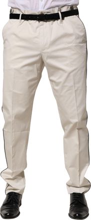 Dolce & Gabbana White Cotton Dress Slim Formal Mens Pants (Pre-Owned)
