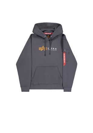 Alpha Industries Hoodie ALPHA INDUSTRIES Alpha Label Hoodie, Herren, Gr. XS, grau (grauschwarz), Obermaterial: 80% Baumwolle, 20% Polyester, regular fit, Sweatshirts H