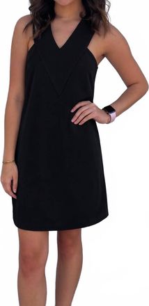 Jade Yoga V Neck Shift Dress In Black