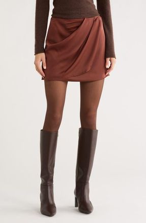 ASTR the Label Catrina Satin Miniskirt in Rust Brown at Nordstrom, Size X-Small
