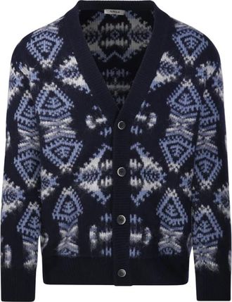 Altea Cardigan met hoge hals - Heren - Vesten - Blauw - L - Wol - Truien & Vesten