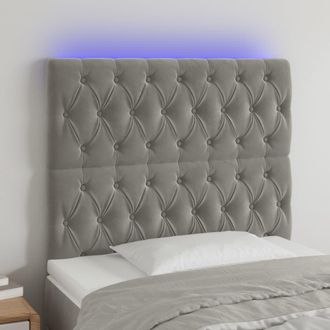 vidaXL Cabecero Con Luces Led Terciopelo Gris Claro 100x7x118/128 Cm Vidaxl