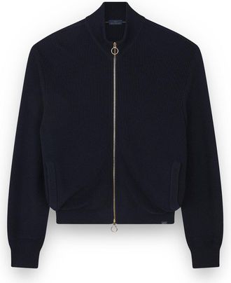 Paul & Shark Zip-up cardigan in Tech Wool, Man, Blue Nights-gold, Size: XXL