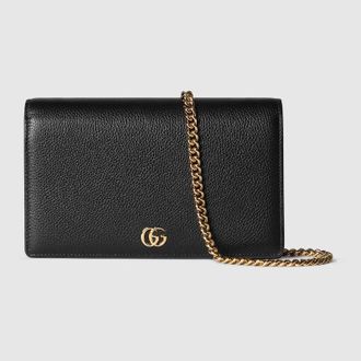 Gucci GG Marmont Wallet On Chain, Black, Leather