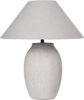 Beliani Beliani - Ceramic Table Lamp Bedside Table Light Linen Fabric Shade Grey Graliwdo
