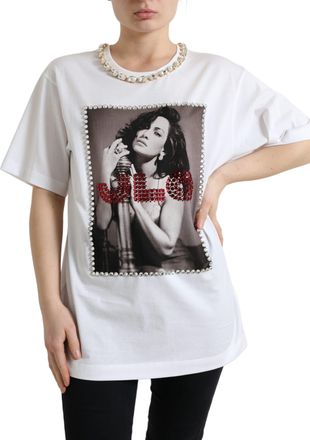 Dolce & Gabbana Jlo T-shirt met kristalversiering in jerseykwaliteit