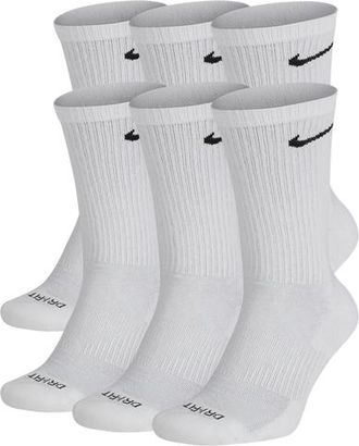 Nike Mens 6 Pack Everyday Plus Cushioned Socks - Black/White Size XL