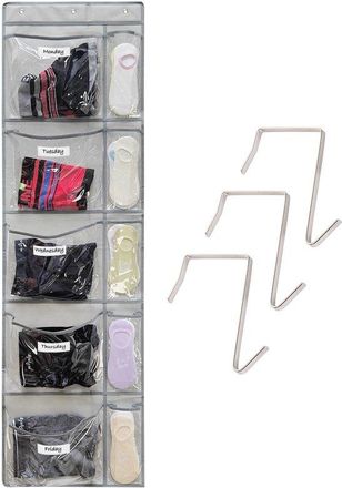 OEM Organizador De Ropa - Planificador Semanal - Armario Infantil - Bolsillos Transparentes - 5 Bolsillos - Gris