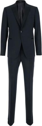 Giorgio Armani Kostuum van scheerwol met enkele rij knopen - Heren - Business pakken - Blauw - 2XL - Wol - Kostuums