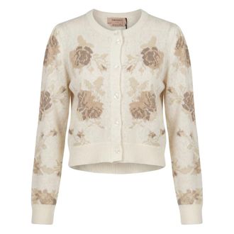 Twinset Jacq Roses Madreperla Cardigan - Dames - Truien - Beige - Maat: S Viscose