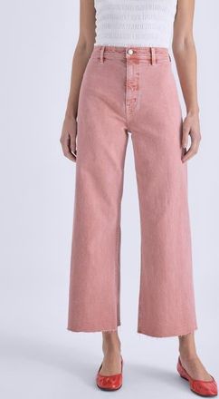 Pistola Denim Penny Crop High Waist Raw Hem Wide Leg Jeans in Coral Rose at Nordstrom, Size 25Regular