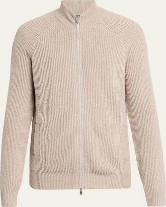 Brunello Cucinelli Mens Cotton Rib Full-Zip Cardigan