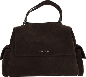 Orciani Sveva Cargo M Peach + Gold Suede Shoulder Bag