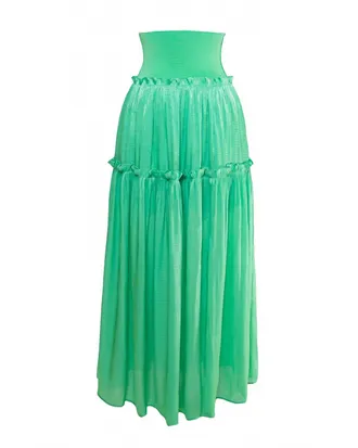 Current Air Womens Satin Weave Maxi Skirt In Green