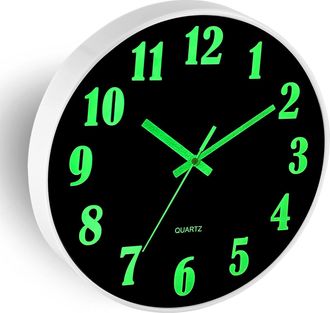 OEM Reloj De Pared Grande De 30,5 Cm Con N&uacute;meros Iluminados - Reloj De Pared Silencioso - Sin Tictac - Reloj Redondo A Pilas - Reloj Colgante Silencioso P