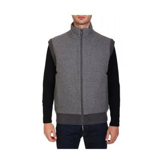 HUGO BOSS Jassen, Heren, Grijs, M, Wol, Regular-Fit Gilet met geborstelde flanellen voorkant