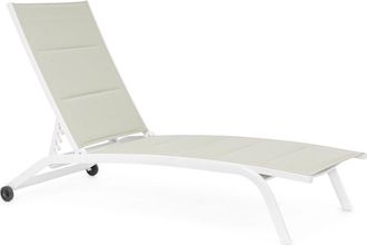 Outdoor Living Tumbona aluminio ruedas blanco roto