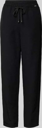 Marc Cain Tapered Fit Stoffhose aus Viskose-Leinen-Mix in Black, Gr&ouml;&szlig;e 34