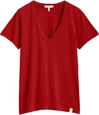 Rag & Bone The Slub V-neck T-shirt - Rood