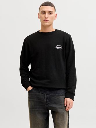 Jack & Jones Sweatshirt JACK & JONES JJBRANDON SWEAT CREW NECK, Herren, Gr. XXL, schwarz, angeraute Sweatware, Obermaterial: 65% Polyester, 35% Baumwolle, bedruckt