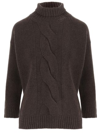 Bruno Manetti Cable-Knit Wool And Cashmere Sweater With Turtleneck Design