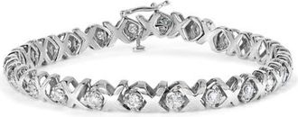 House of Brilliance 10k White Gold 2.00 Cttw Round-Cut Diamond XO XO Link Bracelet at Nordstrom