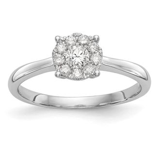 Diamond2Deal 14K White Gold Halo Cluster 1/3 Ct Diamond Engagement Ring