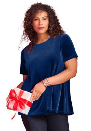 Roaman's Velour Swing Tee in Evening Blue at Nordstrom, Size 28