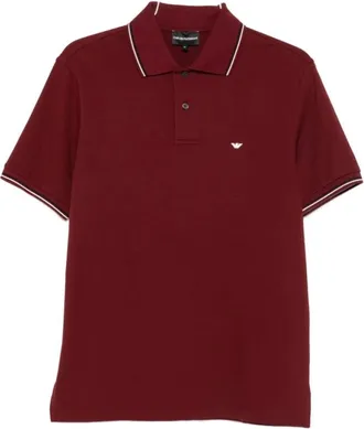 Emporio Armani Katoenen poloshirt met logo - Heren - Tops - Rood - Maat: M Katoen