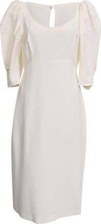 Khaite Puff Sleeve Midi Dress in White Viscose